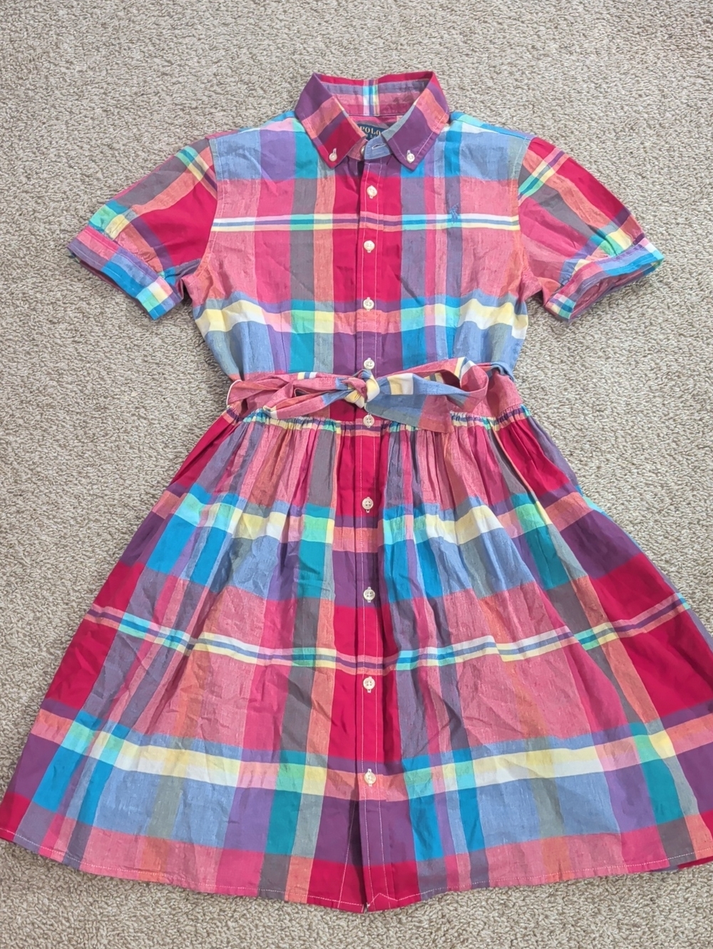 Polo by Ralph Lauren Multicolor Plaid Button-Front Kids Dress